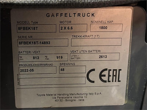 Toyota 8FBEK18T 4 of 4