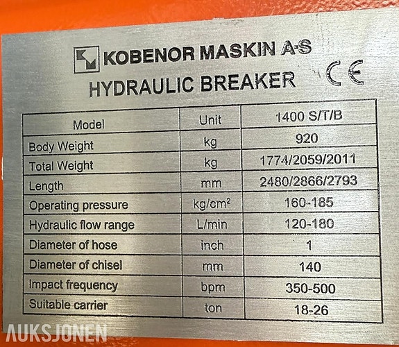 Andre KM 1400 S70 Hk feste 2100kg 5 of 5