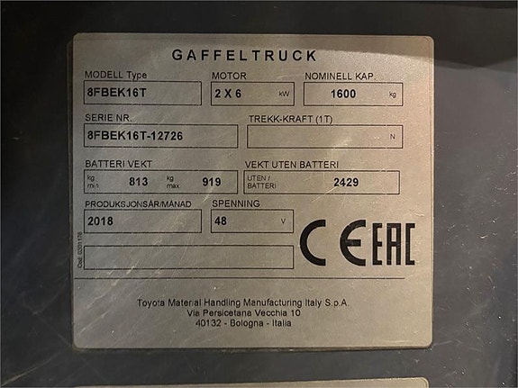 Toyota 8FBEK16T 4 of 4