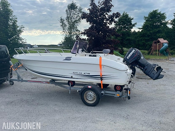 Galia 475 m/Evinrude E-TEC 50 hk – Kun 11 timer – Nylig service – Henger medfølg 2 of 5