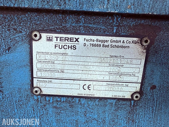Andre TEREX FUCHS MHL 350 Hjulgraver / Materialhåndterer m/rotorgrabb 17 of 27