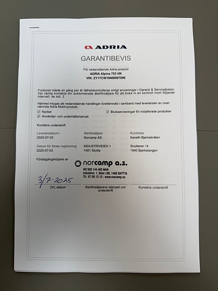 Adria Alpina 753HK Plusspakke, 4 x Mover, sykkelstativ foran + bak, ny gass og fukttest, HØSTKUPP!!! 5 of 30