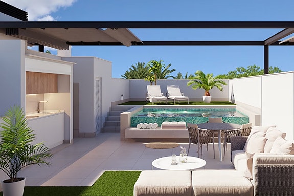 Nydelig toppleilighet med 3 soverom |Stor terrasse og takterrasse med privat basseng, sommerkjøkken og pergola
