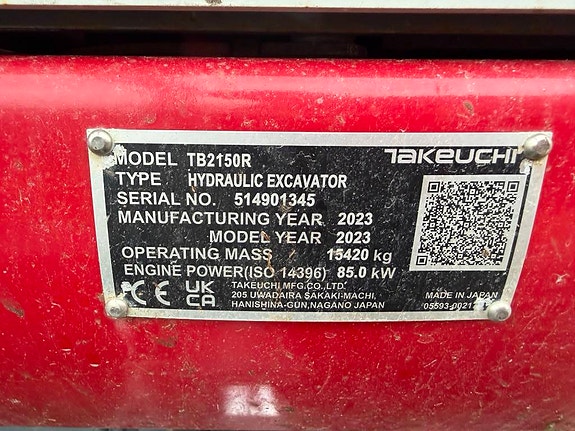Takeuchi TB 2150 R 23 of 23