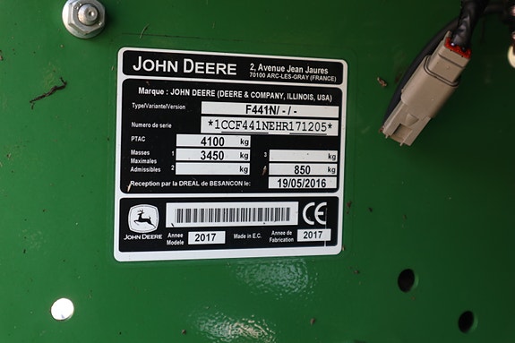 John Deere F441R 2017, kr 320 000,-
