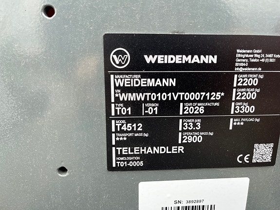 Weidemann T4512/Kan kjøres på maskinhenger etter bil 5 of 12