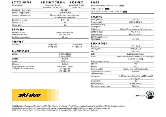 Ski-doo Summit Expert Package 154 850 E-TEC Turbo R *X/REV5/10,25"HUB/SHOT* 6 of 9