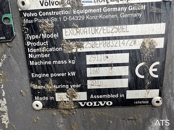 Volvo EC250EL Gravemaskin m/ Boretårn, GPS, Rototilt og 2 skuffer. SE VIDEO 25 of 30