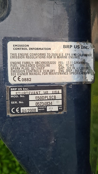 Evinrude E-tec 50 hk. 2008 mod, delemotor 2 of 5