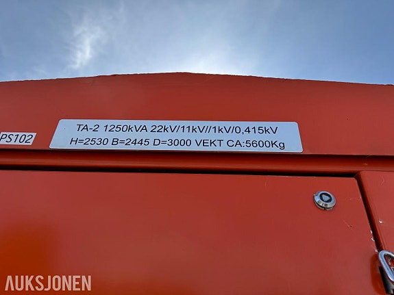 Andre Satema 1250 kVA transformator – 22/11 kV til 1/0,415 kV – ca. 5600 kg 7 of 24
