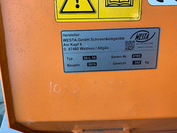 Westa 36-L 14 hydraulisk snøfres 6 of 9