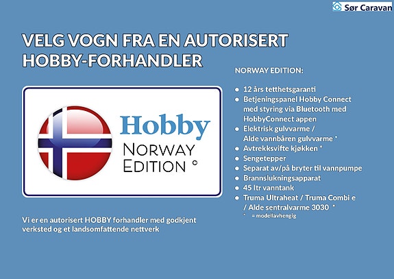Hobby De Luxe - 400 SFe. Totalvekt kan justeres mellom 1300kg - 1500kg 19 of 20