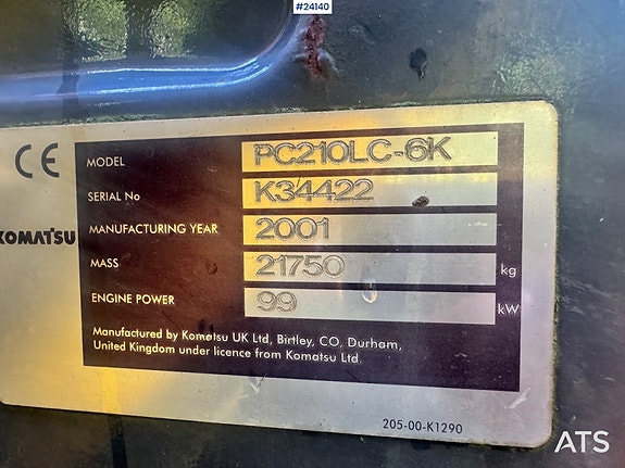 Komatsu PC210LC-6K Gravemaskin m/ Rototilt og 3 skuffer 25 of 25