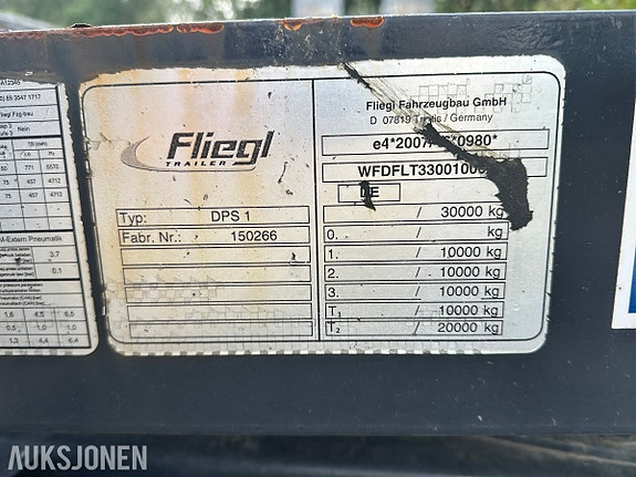 Fliegl Fahrzeugbau DTS 300 3-akslet maskinhenger – 22 850 kg nyttelast 10 of 30
