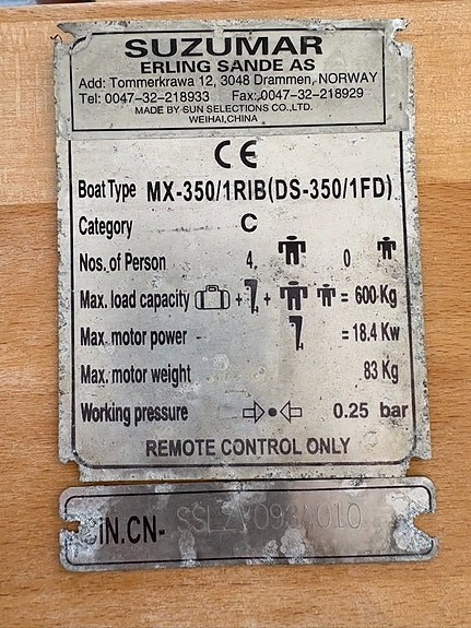 Suzumar MX350 11" m/Suzuki 9,9hk 4-takt og el.start 10 of 12
