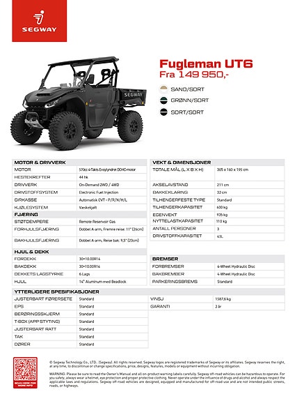 Segway Fugleman UT6 2WD/4WD | T3a/T3b | Vinsj | Krok | 9 of 11