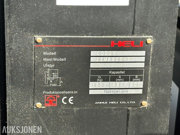 Heli CQD20 elektrisk skyvemasttruck – 2.000 kg / 6,8 m – nytt batteri 2026, Ca 700 timer 9 of 30