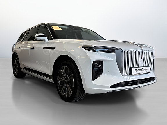 Fremhever eksklusiv front med vertikal grill i showroom-miljø.