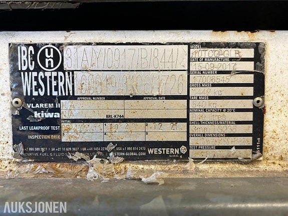 Andre Western Global 10TCG-GLB dieseltank 949 liter med PIUSI pumpe 6 of 14