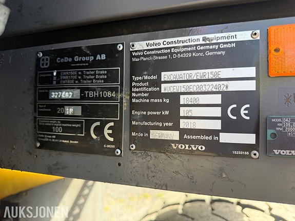 Volvo EWR150E hjulgraver - GPS - Rotortilt - 3 skuffer - Henger. 10 of 30