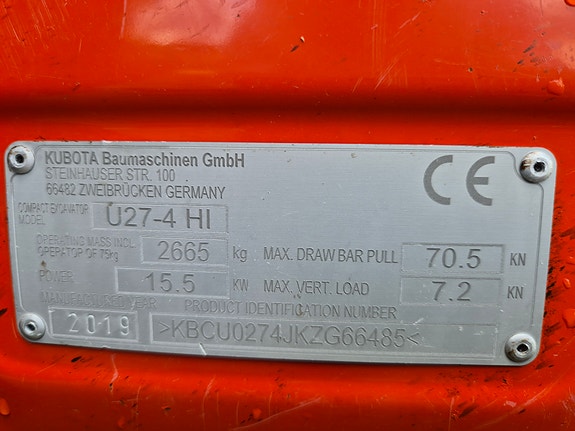 Kubota U27-4 Med 3.5T Henger 14 of 17