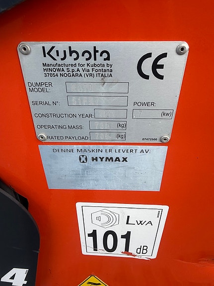 Kubota KC70-4 selvlastende beltedumper 10 of 11