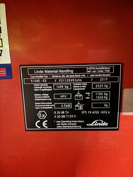 Linde R 14 HD - EX, Atex Cat. 2G/2D - Zone 1/21 11 of 13