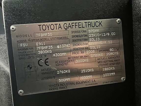 Toyota 7FBMF30 14 of 14