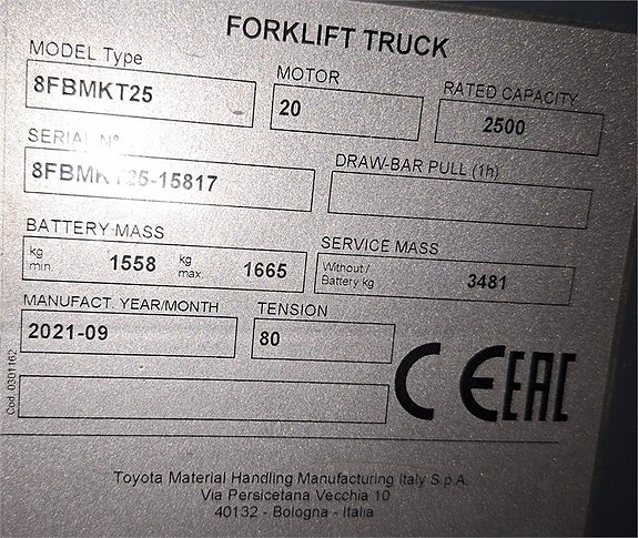 Toyota 8FBMKT25 4 of 4