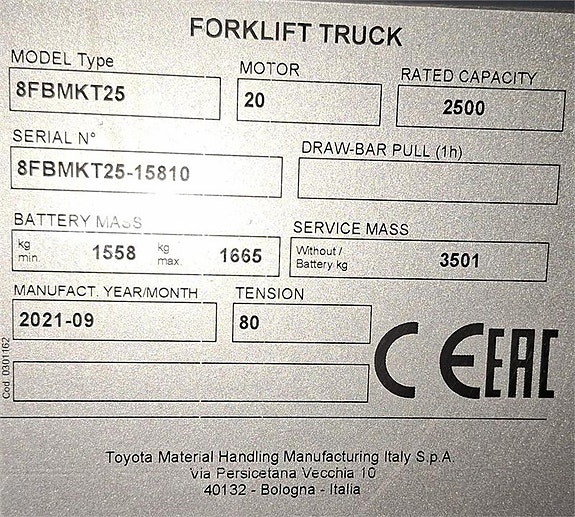 Toyota 8FBMKT25 4 of 4