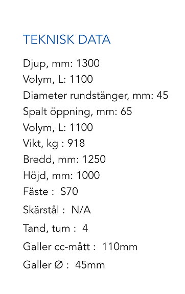 Andre ASH S70 Dyrkeskuffe  1100 liter 7 of 7