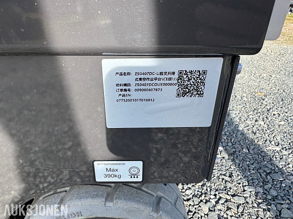 Andre Dyrskun Zoomlion ZS0407DC-Li Sakselift, Li-ion, 240 kg kapasitet 8 of 9