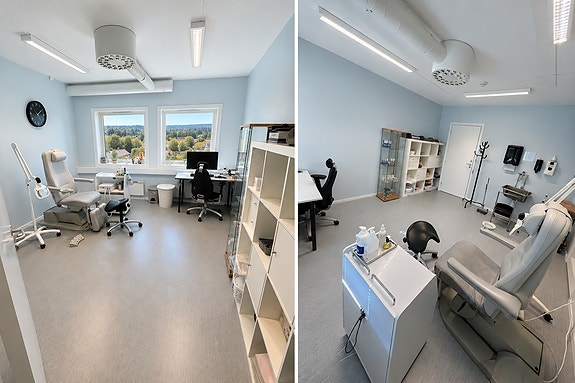 Stort og lyst behandlingsrom med god ventilasjon