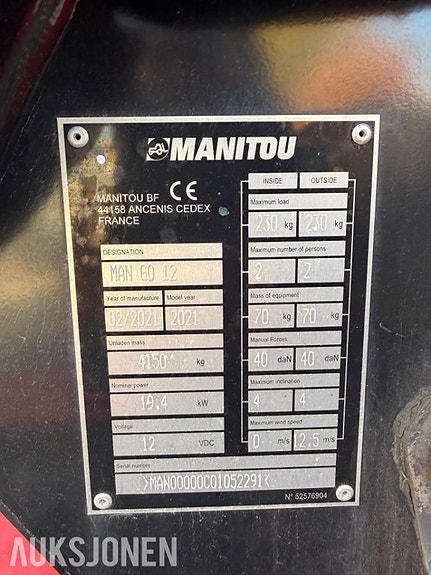 Manitou MANMAN GO 12 - KUN 480 TIMER - NYLIG SERTIFISERT 12 of 13