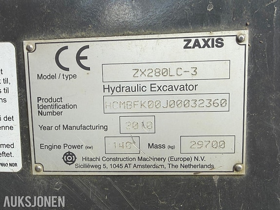 Hitachi Zaxis ZX280LC-3 Gravemaskin 18 of 30