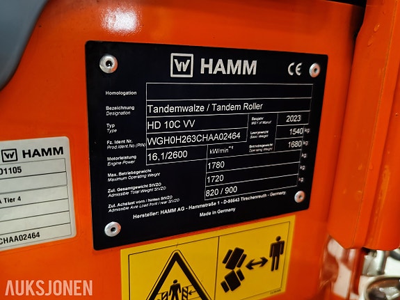 Hamm HD 10C VV tandemvals – 168 timer – Stage V 28 of 28