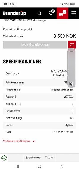 Andre Brenderup2270SXLUB750 inkl.gitterkarmer,lås og presenning. 15 of 17