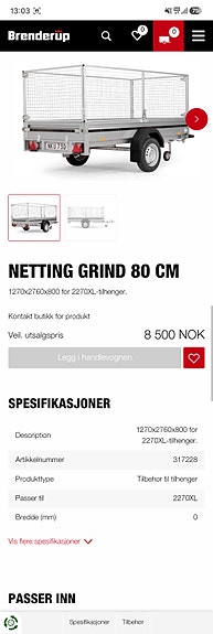 Andre Brenderup2270SXLUB750 inkl.gitterkarmer,lås og presenning. 16 of 17