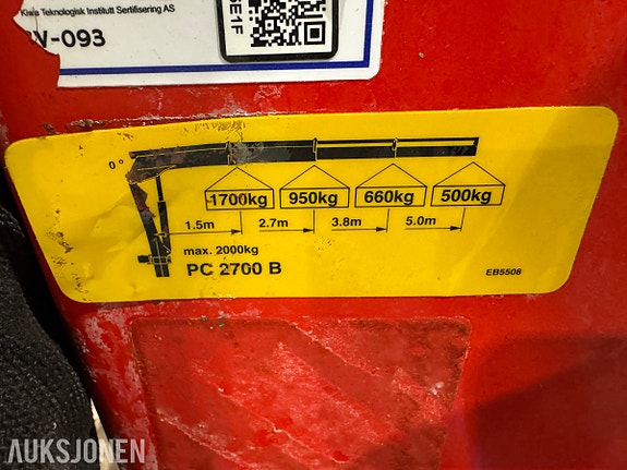 Palfinger PC 2700 KRAN, FJERNKONTROLL, 5,0 M REKKEVIDDE 16 of 16