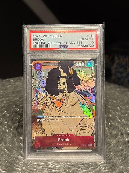 ワンピース カードゲーム BROOK PSA 10 ONE PIECE 1ST ANV SET One Piece 1st Anniversary Set Brook Promo PSA 10 (OP01-011) | FINN