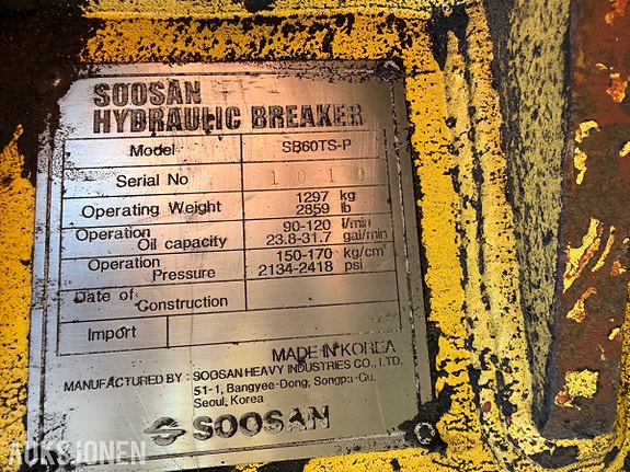 Andre Soosan SB60TS-P hydraulisk hammer med S60-feste 12 of 12