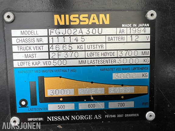 Nissan FGU02A30U gaffeltruck - 3.000 kg - 3,7 m 17 of 30