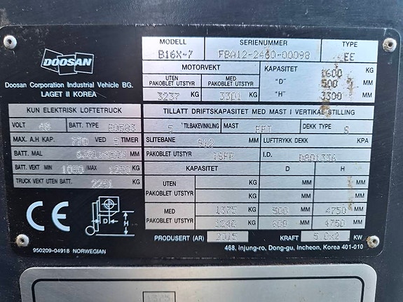 Doosan 1.6 tonns el.truck 10 of 13