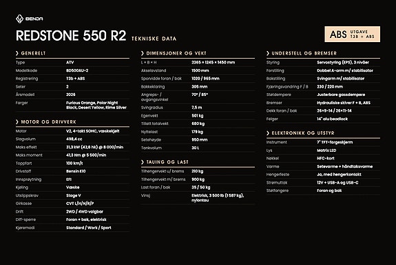 Benda REDSTONE 550 R2 ABS - BEST UTSTYRTE ATV I 500 KLASSEN 8 of 8