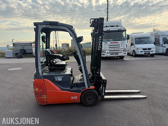 Toyota 8FBET15 motvektstruck 1500KG LAVT TIMETALL 2 of 30
