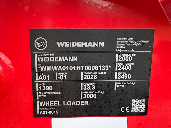 Weidemann 1390 plus/Brøyte klar/3/4 funksjon/AC,Stor pumpe/SMS 7 of 13