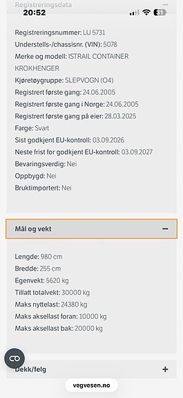 Scania EU ok til 3/9-27. med henger 20 of 20