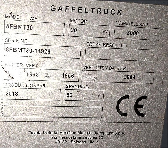 Toyota 8FBMT30 4 of 4