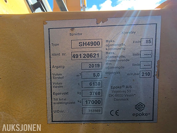 Andre 2019 Epoke SH4900 Sirius Combi AST kombispreder, 5 m³ / 6 130 l, styring 5 of 14