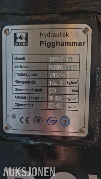 Andre 2024 Dovre HB 0.8-1.2t hydraulisk pigghammer - S30/180 feste - ubrukt 8 of 8